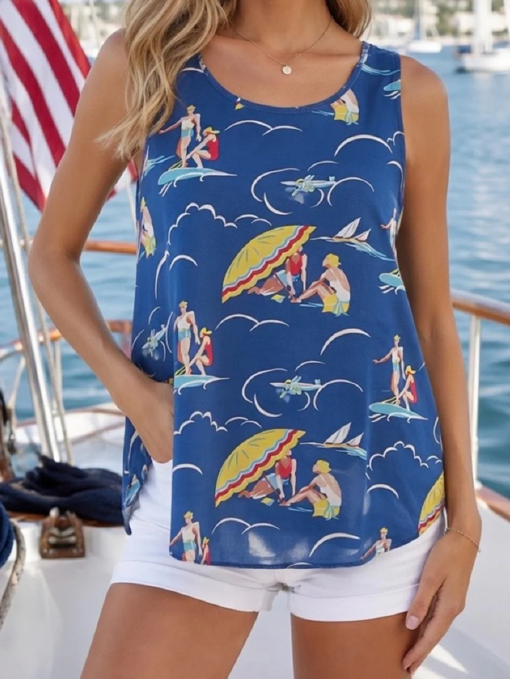 Ralph Lauren nautical 1940’s RARE VINTAGE sleeveless blouse NWOT